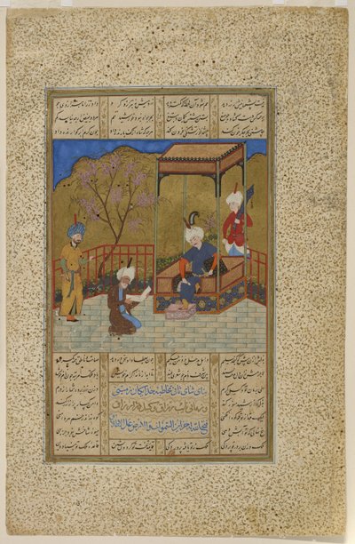 Amir Khusraw presenteert een dichtbundel aan Ala