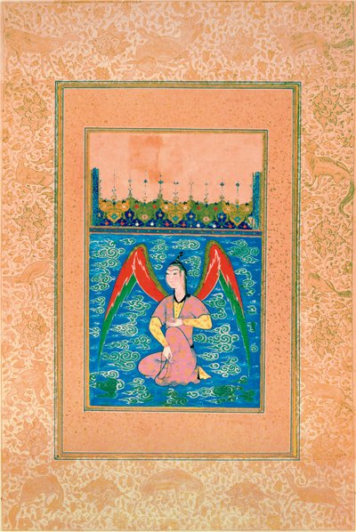 Een luchtborne peri met een rozenkrans, c.1500 door Afghan School