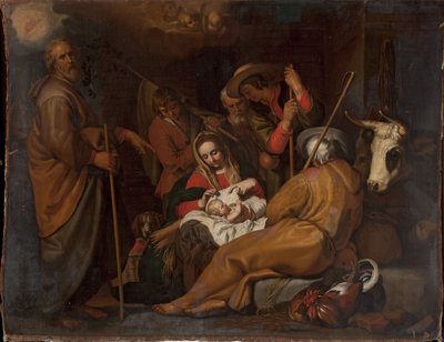 Pools:  Pokłon pasterzy De aanbidding van de herders door after Abraham Bloemaert