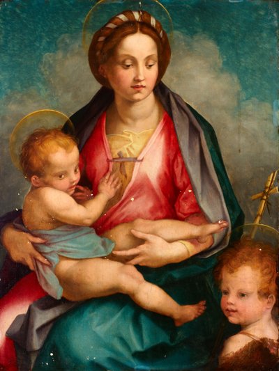 Madonna en kind met St. Johannes door Andrea del (after) Sarto