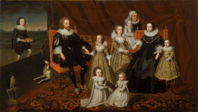 Portret van Sir Thomas Lucy en zijn Familie door After Cornelius Johnson