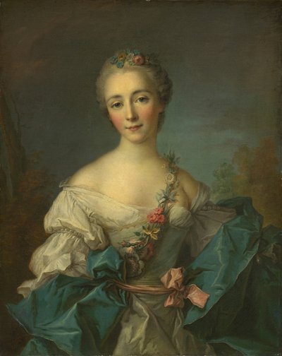 Portret van een Jonge Vrouw door After Jean Marc Nattier