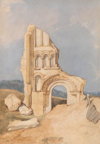 Ruïne van een Normandische kerk door After John Sell Cotman