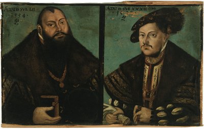 Johann Friedrich I, de Grootmoedige, Keurvorst van Saksen en Johann Ernst van Saksen door after Lucas Cranach the Elder