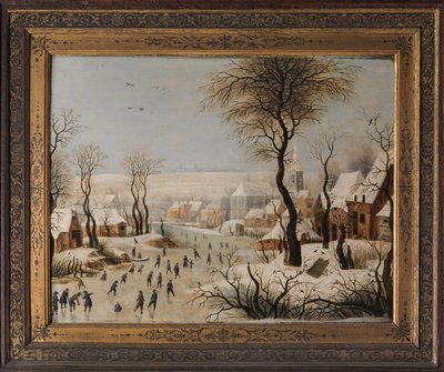 Winterlandschap met een vogelval door After Pieter Brueghel the Elder
