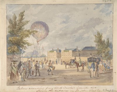 Ballon opstijgend bij de ingang van Lord