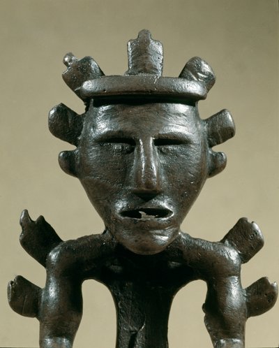 Prehistorie: bronzen krijgersfiguur van de Tresor van Galic (Kostroma, Rusland). 1500 v.Chr. Bronstijd. Moskou, Staats Historisch Museum door Age Bronze