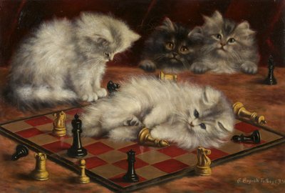 Katten met een Schaakbord door Agnes Augusta Talboys