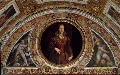 Portret van Eleonore de Toledo door Agnolo (after) Bronzino