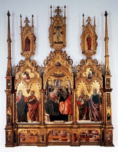 Kroning van de Maagd, drieluik door Agnolo and Bartolomeo degli Erri