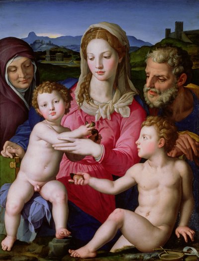 Heilige Familie met St. Anna en de jonge St. Johannes de Doper door Agnolo Bronzino