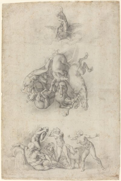 De Val van Phaethon door Agnolo Bronzino or Giulio Clovio after Michelangelo