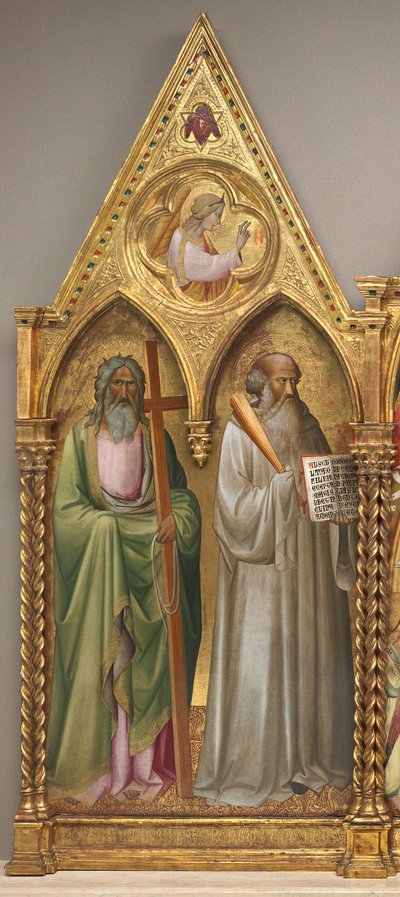 Sint Andreas en Sint Benedictus met de Aartsengel Gabriël door Agnolo Gaddi