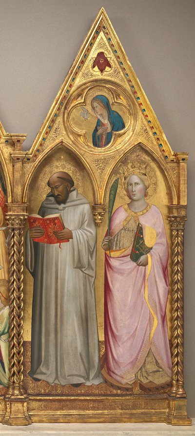 Sint Bernardus en Sint Catharina van Alexandrië met de Maagd van de Aankondiging (rechter paneel) door Agnolo Gaddi