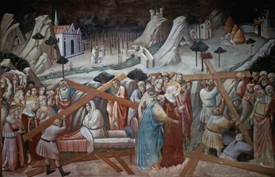 Sint Helena graaft om het ware kruis te vinden, uit de Legende van het Ware Kruis-cyclus door Agnolo Gaddi, kapel van de Basiliek van Santa Croce, Florence door Agnolo Gaddi