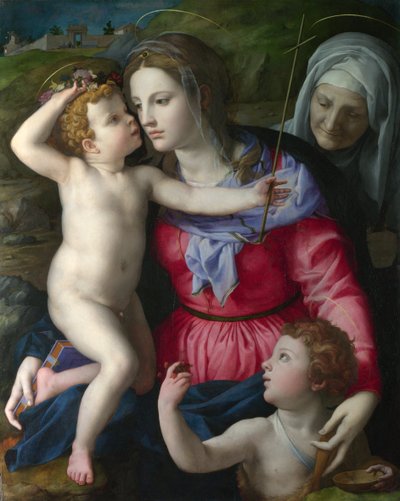 De Madonna en Kind met Sint Jan de Doper en Sint Elizabeth door Agnolo Bronzino