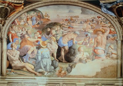 Oversteek van de Rode Zee, fresco door Agnolo Bronzino