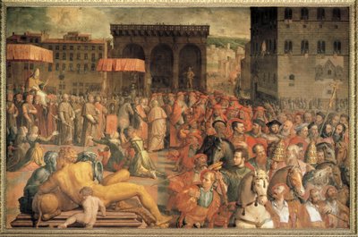 Paus Leo X keert terug naar Florence na zijn verkiezing door Agnolo Bronzino