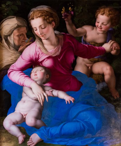 Madonna en slapend kind, Sint-Elizabeth en Sint-Giovannino door Agnolo Bronzino