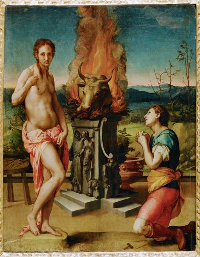 Pigmalion en Galatea (schilderij op hout) door Agnolo di Cosimo Bronzino