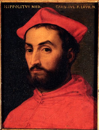 Portret van Kardinaal Ippolito de Medici (1511-1535) Schilderij door Allori Angelo di Cosimo, genaamd Bronzino (1503-1572) - 16e eeuw door Agnolo Bronzino