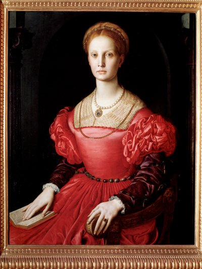 Portret van Lucrezia Panciatichi, vrouw van Bartolomeo Panciatichi (olieverf op doek) door Agnolo di Cosimo Bronzino