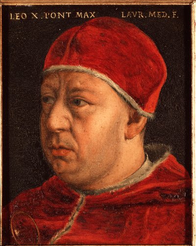 Portret van Paus Leo X (Johannes van Medici) door Agnolo Bronzino