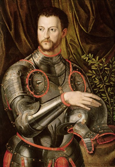 Portret van Cosimo I, Groothertog van Toscane door Agnolo studio of Bronzino