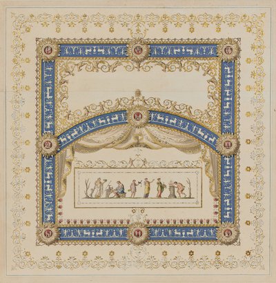 Plafondontwerpen in de Antieke Stijl, met Centrale Scènes van de Goden in Friezen door Agostino (attr.) Brunias