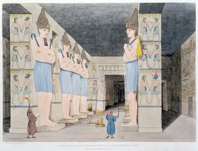 Het interieur van de tempel in Ybsombul in Nubië, 1820-1822 door Agostino Aglio