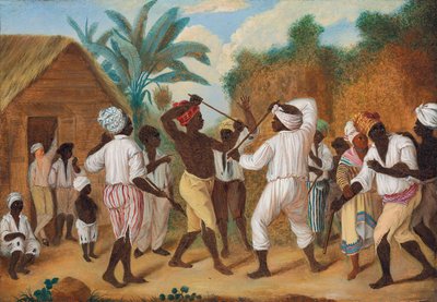 Een knokpartij tussen Engelse en Franse negers op het eiland Dominica door Agostino Brunias