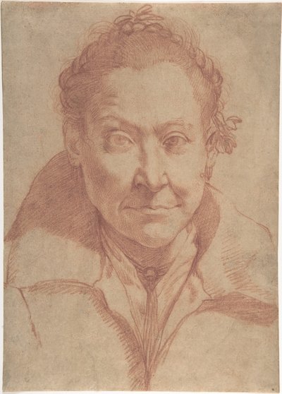 Busteportret van een vrouw (recto); borstbeeldstudie van een meisje (verso) door Agostino Carracci