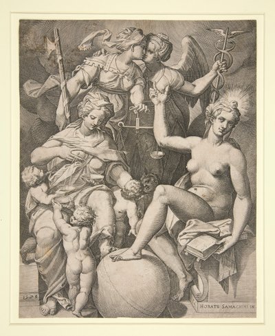 Liefdadigheid, Gerechtigheid, Waarheid en Vrede door Agostino Carracci