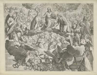 Het martelaarschap van de heilige Justina van Padua (bovenste helft) door Agostino Carracci