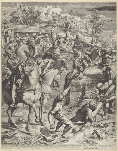 Kruisiging van Christus (linker deel) door Agostino Carracci