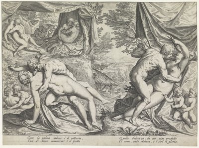 Liefde in het Gouden tijdperk door Agostino Carracci