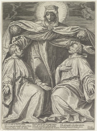 Maria beschermt leden van een broederschap door Agostino Carracci