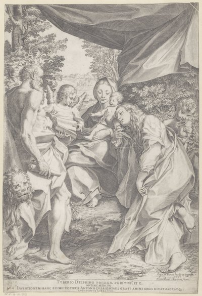 Maria met Kind en de heilige Hieronymus en Maria Magdalena door Agostino Carracci