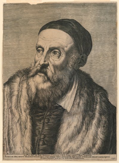 Portret van Titiaan door Agostino Carracci