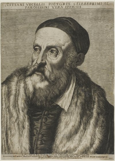 Portret van Titiaan door Agostino Carracci