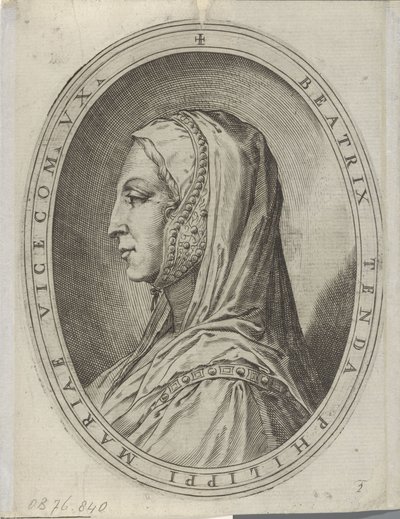 Portret van Beatrice di Tenda door Agostino Carracci