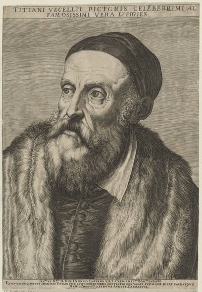 Portret van schilder Titiaan door Agostino Carracci
