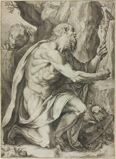 Sint Hiëronymus in Boetedoening door Agostino Carracci