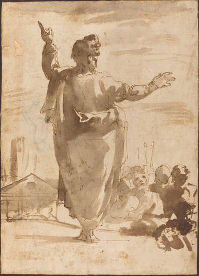 Sint Paulus Predikend door Agostino Carracci