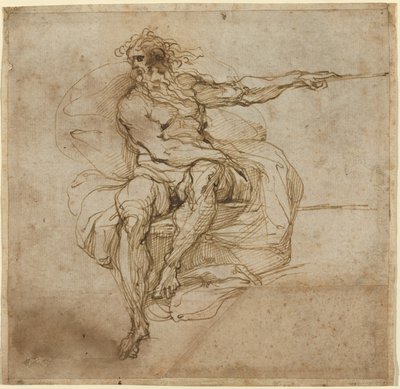Zittende mannelijke naakt door Agostino Carracci