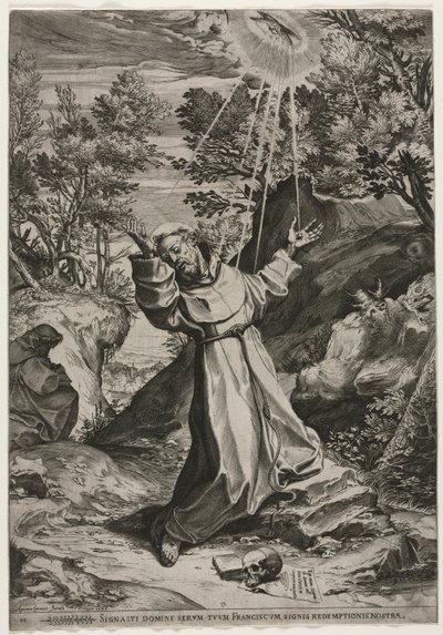 St. Franciscus ontvangt de stigmata, 1586 door Agostino Carracci