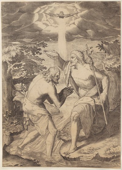 Doop van Christus door Agostino Carracci