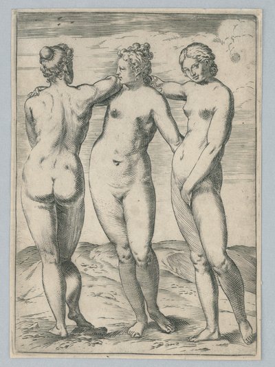De Drie Gratiën door Agostino Carracci