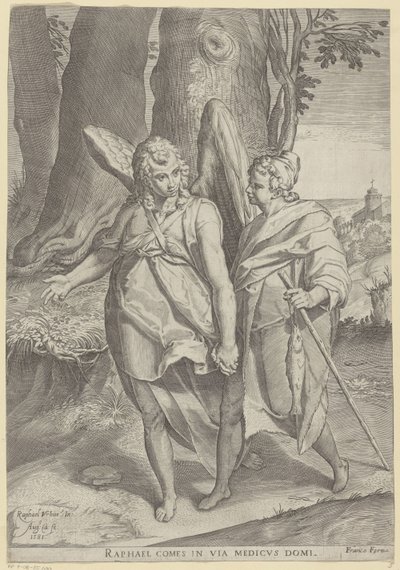 Tobias en de Engel door Agostino Carracci
