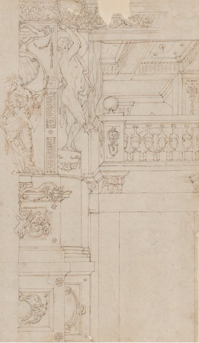 Studies voor de trompe-l’oeil decoraties van Palazzo Ducale Palazzo Pitti, Florence door Agostino Mitelli
